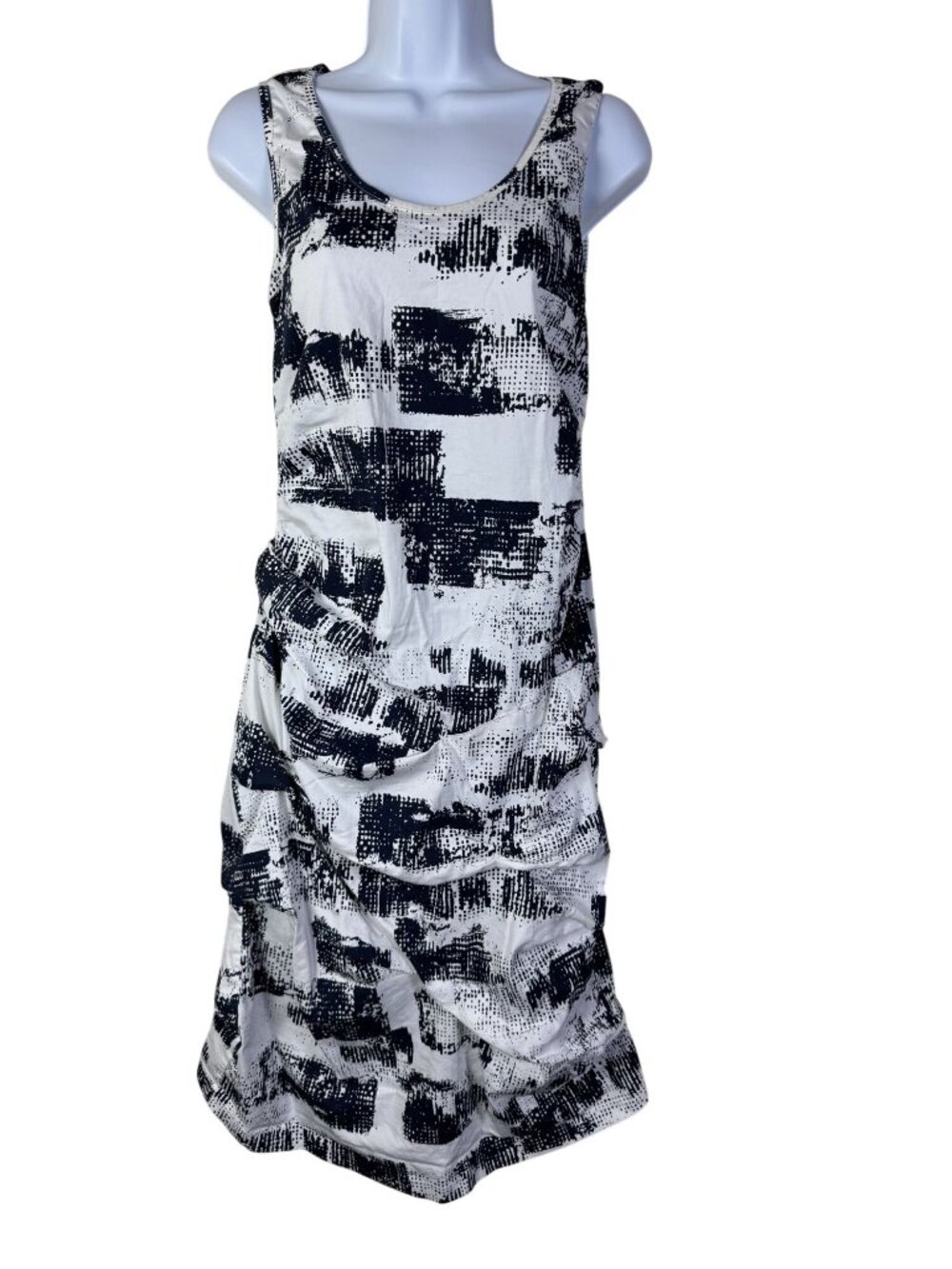 Porto San Francisco 1 Sleeveless Abstract Ruched Dress Black White Women size 6